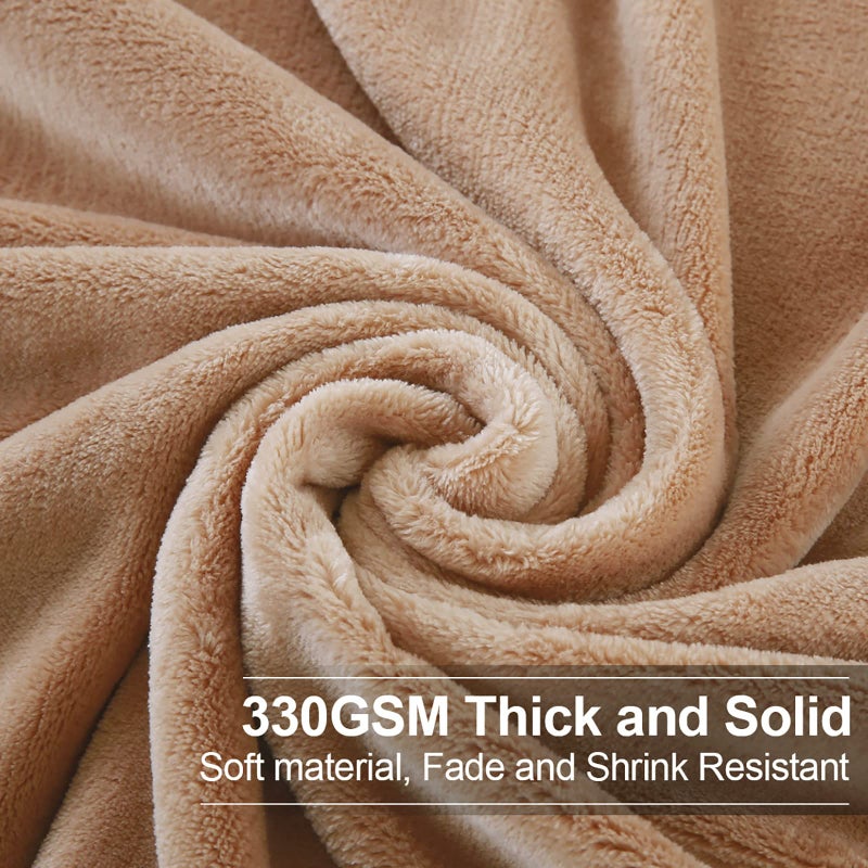 EASELAND Soft Queen Size Blanket All Season Warm Fuzzy Microplush Lightweight Thermal Fleece Blankets for Couch Bed Sofa,90x90 Inches,Camel - Image 3